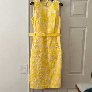 Brooks Brothers Yellow Floral Midi Dress